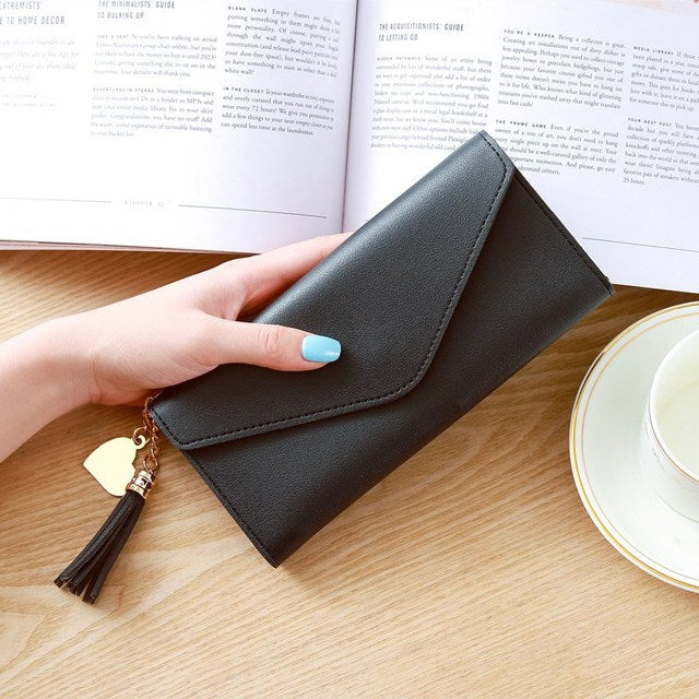 Long Women's Wallet Female Purses Tassel Coin Purse Card Holder Wallets Pu Leather Clutch Money Bag Purses Card Holder Carteira