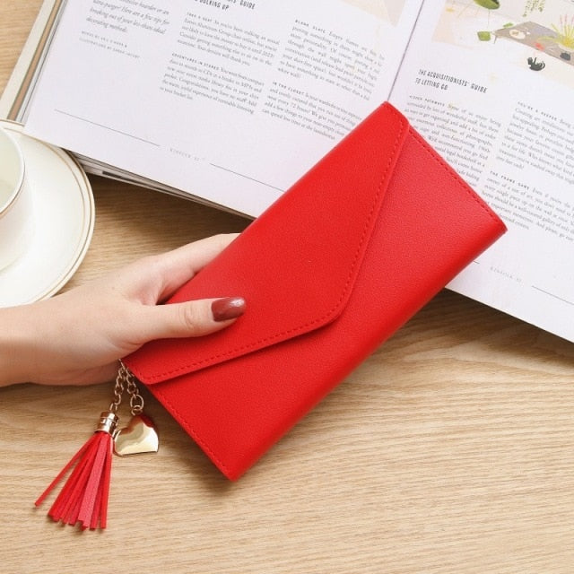 Long Women's Wallet Female Purses Tassel Coin Purse Card Holder Wallets Pu Leather Clutch Money Bag Purses Card Holder Carteira