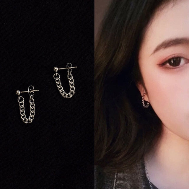 Korea Style Harajuku Punk Cool Egirl Girl Cross Chain Pendant Earrings For Women Men Bff Street Hip Hop Jewelry Gift