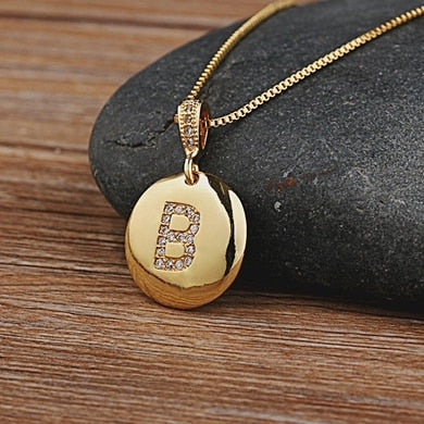 New Hot Sale Top Quality Women Girls Initial Letter Necklace Gold Color 26 Letters Charm Necklaces Pendants Copper Jewelry Gift