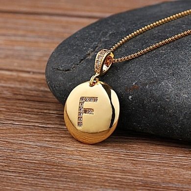 New Hot Sale Top Quality Women Girls Initial Letter Necklace Gold Color 26 Letters Charm Necklaces Pendants Copper Jewelry Gift