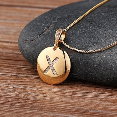 New Hot Sale Top Quality Women Girls Initial Letter Necklace Gold Color 26 Letters Charm Necklaces Pendants Copper Jewelry Gift