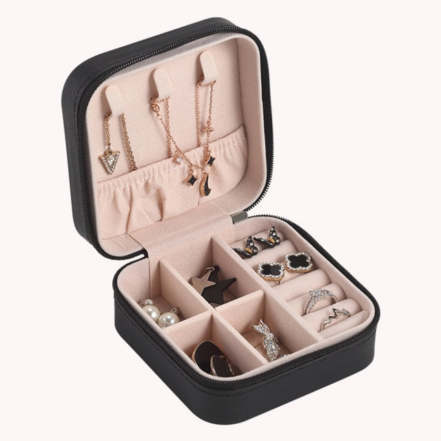 2021 Jewelry Organizer Display Travel Jewelry Case Boxes Travel Portable Jewelry Box Leather Storage Organizer Earring Holder