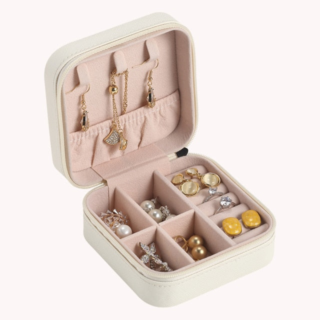 2021 Jewelry Organizer Display Travel Jewelry Case Boxes Travel Portable Jewelry Box Leather Storage Organizer Earring Holder