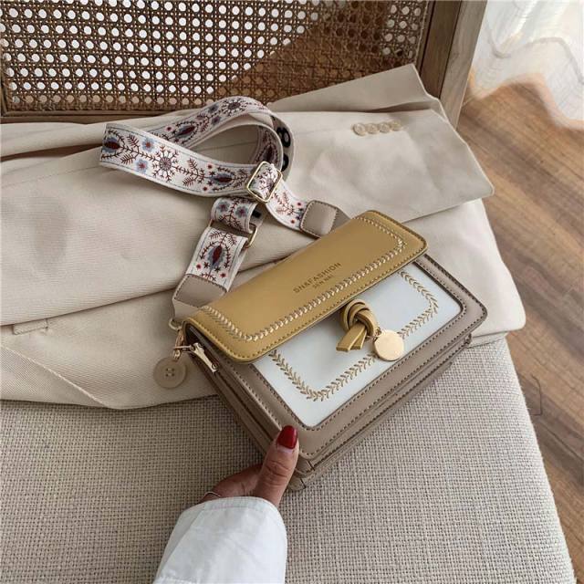 Contrast color Leather Crossbody Bags For Women 2021 Travel Handbag Fashion Simple Shoulder Messenger Bag Ladies Cross Body Bag