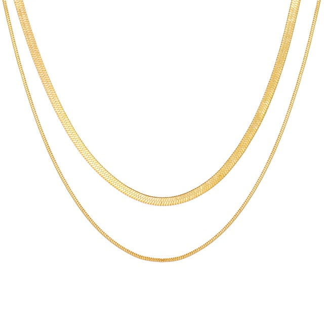 IPARAM Thick Chain Toggle Clasp Gold Necklaces Mixed Linked Circle Necklaces for Women Minimalist Choker Necklace Hot Jewelry