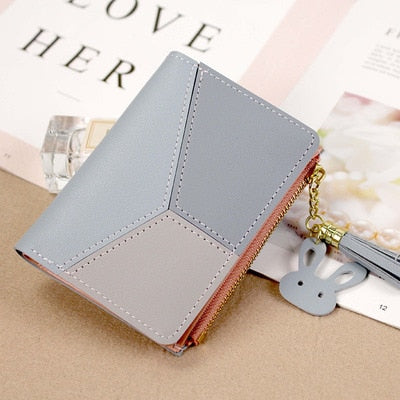 Geometric Luxury Leather Wallets Women Long Zipper Coin Purses Tassel Design Clutch Wallet Female Money Credit Card Holder