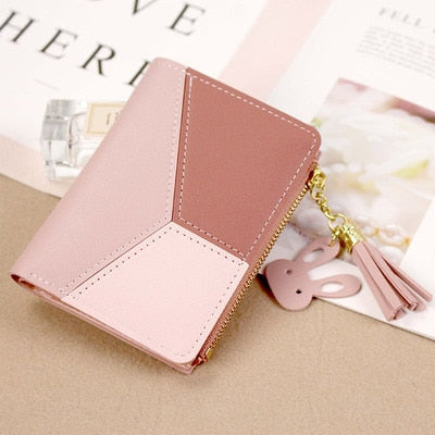 Geometric Luxury Leather Wallets Women Long Zipper Coin Purses Tassel Design Clutch Wallet Female Money Credit Card Holder