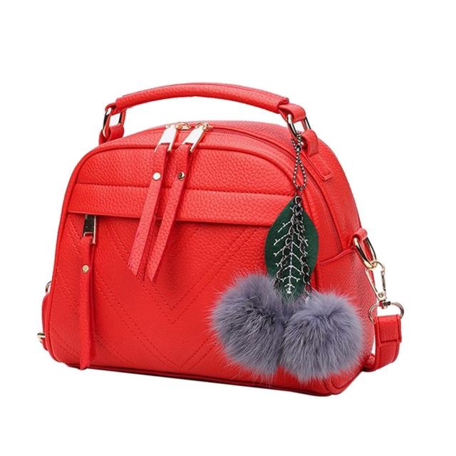 New Women Messenger Bags New PU Leather Handbag Inclined Shoulder Bag Women Crossbody Handbags Bag Ball Tassel Bolsa