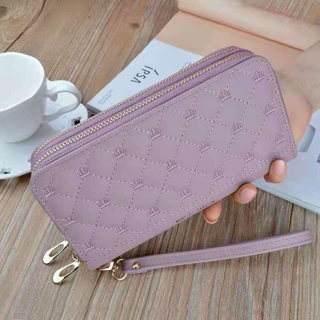 Women's wallet fashion V Ladies mobile phone bag long ladies new clutch bag star Double zipper hand strap bag Multiple color 697