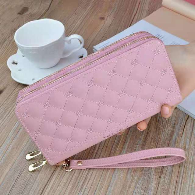 Women's wallet fashion V Ladies mobile phone bag long ladies new clutch bag star Double zipper hand strap bag Multiple color 697