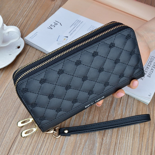 Women's wallet fashion V Ladies mobile phone bag long ladies new clutch bag star Double zipper hand strap bag Multiple color 697