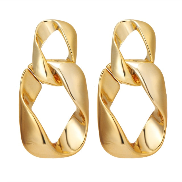 FNIO Fashion Vintage Earrings For Women Big Geometric Statement Gold Metal Drop Earrings 2020 Trendy Earings Jewelry Accessories