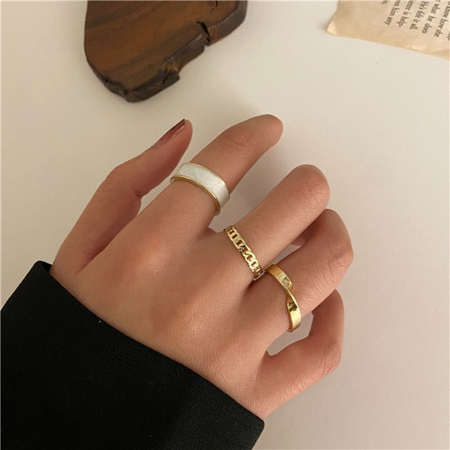 LATS Punk Metal Geometry Circular Punk Rings Set Opening Index Finger Accessories Buckle Joint Tail Ring for Women Jewelry Gifts