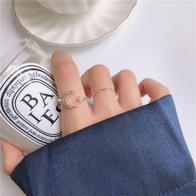 LATS Punk Metal Geometry Circular Punk Rings Set Opening Index Finger Accessories Buckle Joint Tail Ring for Women Jewelry Gifts