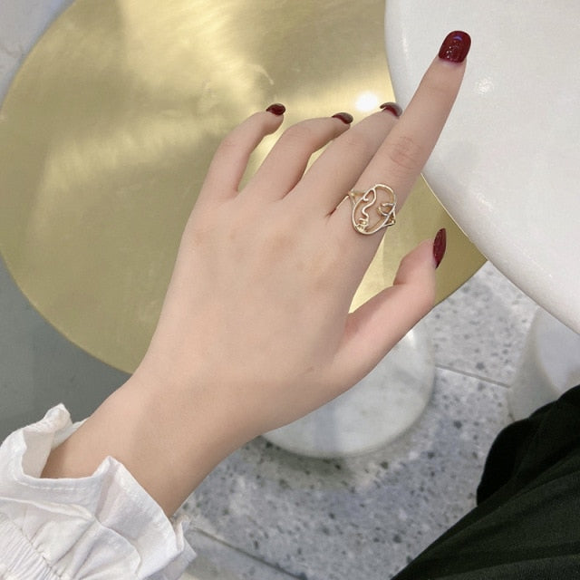 LATS Punk Metal Geometry Circular Punk Rings Set Opening Index Finger Accessories Buckle Joint Tail Ring for Women Jewelry Gifts