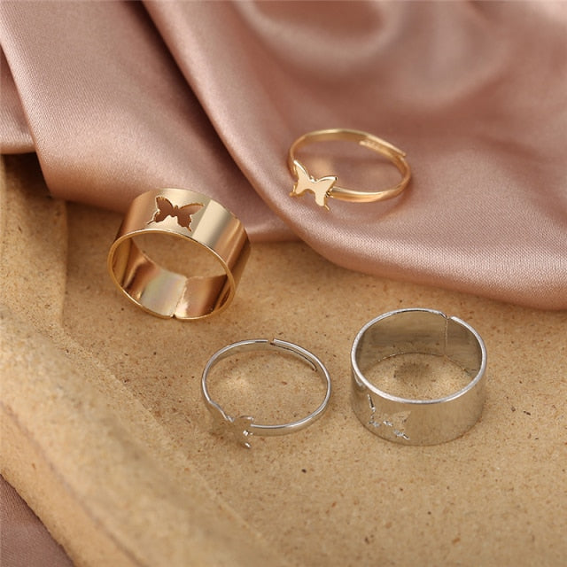 17KM Hiphop Gold Chain Rings Set For Women Girls Punk Geometric Simple Finger Rings 2021 Trend Jewelry Party