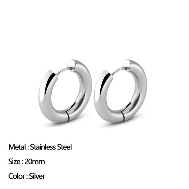 Classic Stainless Steel Ear Buckle for Women Trendy Gold Color Small Large Circle Hoop Earrings Punk Hip Hop Jewelry Accessories