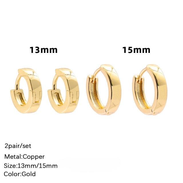 Classic Stainless Steel Ear Buckle for Women Trendy Gold Color Small Large Circle Hoop Earrings Punk Hip Hop Jewelry Accessories