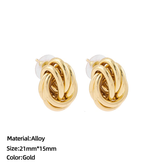 Classic Stainless Steel Ear Buckle for Women Trendy Gold Color Small Large Circle Hoop Earrings Punk Hip Hop Jewelry Accessories