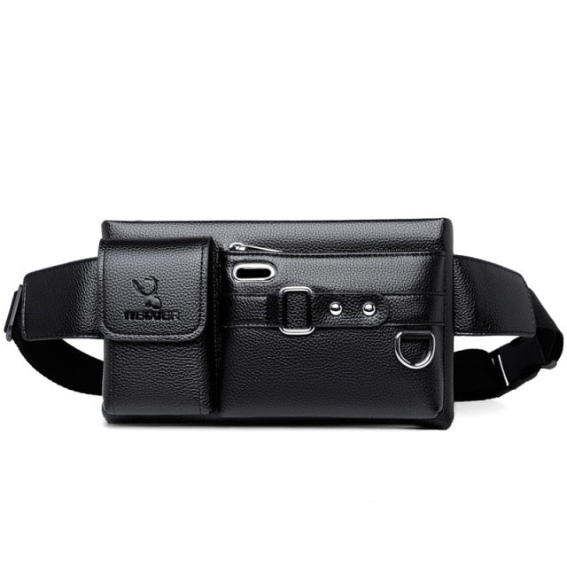 Brand Men's Waist Bag Leather Male Fanny Pack New Male Shoulder Chest Bags for Phone Travel Man Belt Pouch Murse Banana Bum Bag