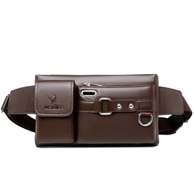 Brand Men's Waist Bag Leather Male Fanny Pack New Male Shoulder Chest Bags for Phone Travel Man Belt Pouch Murse Banana Bum Bag