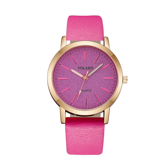 Women Fashion Watches New YOLAKO Women's Simplicity Casual Quartz Leather Band Watch Analog Wrist Watch Gift  Montre Femme