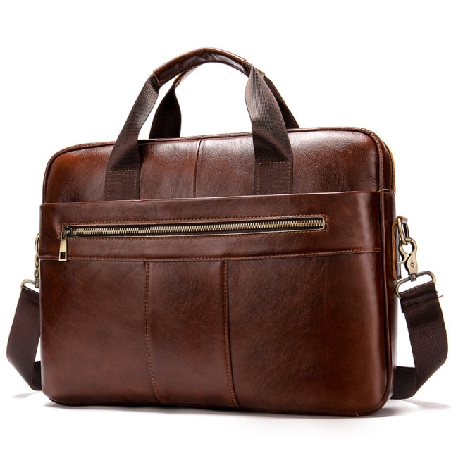 WESTAL briefcase messenger bag men's genuine leather 14'' laptop bag men's briefcases office business tote for document 8572