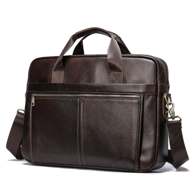 WESTAL briefcase messenger bag men's genuine leather 14'' laptop bag men's briefcases office business tote for document 8572