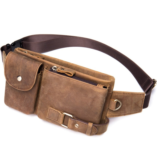 WESTAL Genuine Leather Waist Packs Men Waist Bags Fanny Pack Belt Bag Phone Bags Travel Waist Pack Male Small Waist Bag Leather