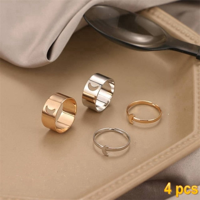 IFMIA Trendy Gold Butterfly Rings For Women Men Lover Couple Rings Set Friendship Engagement Wedding Open Rings 2021 Jewelry