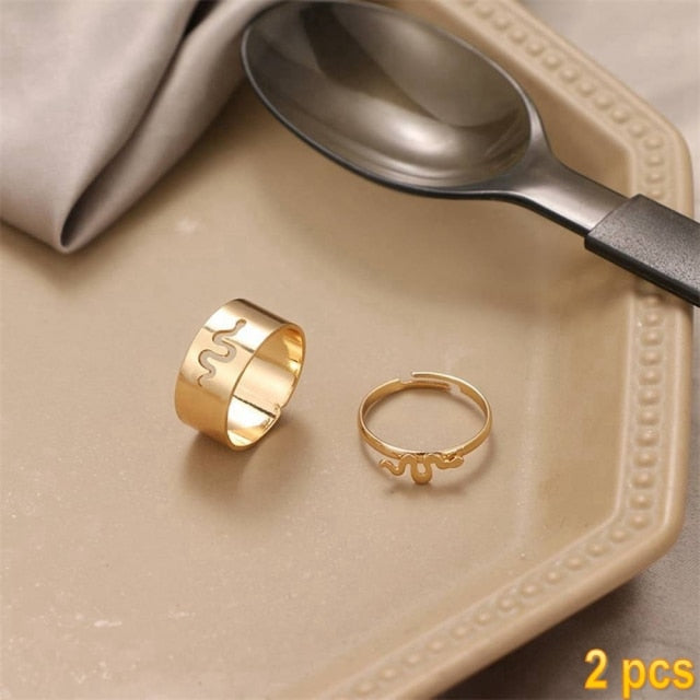 IFMIA Trendy Gold Butterfly Rings For Women Men Lover Couple Rings Set Friendship Engagement Wedding Open Rings 2021 Jewelry