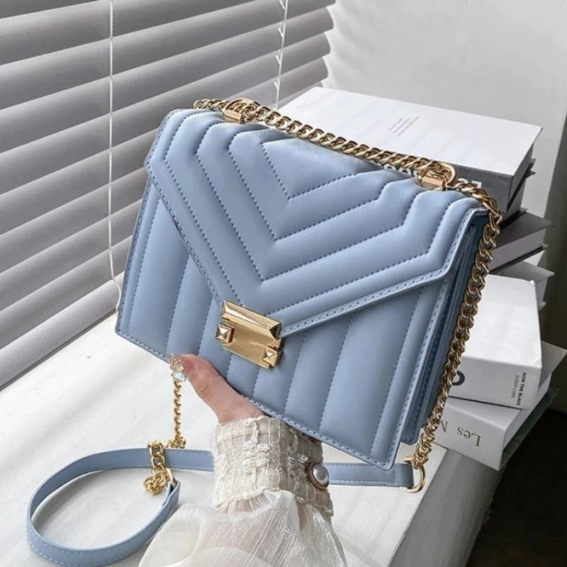 Fashion Thread Strip Chain Shoulder Crossbody Bag for Women 2021New Sac A Main Ladies Messenger Bag Female Handbags and Purses