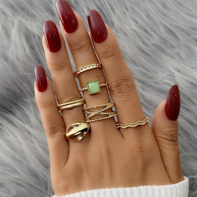 FNIO Bohemian Gold Chain Rings Set For Women Fashion Boho Coin Snake Moon Rings Party 2021 Trend Jewelry Gift