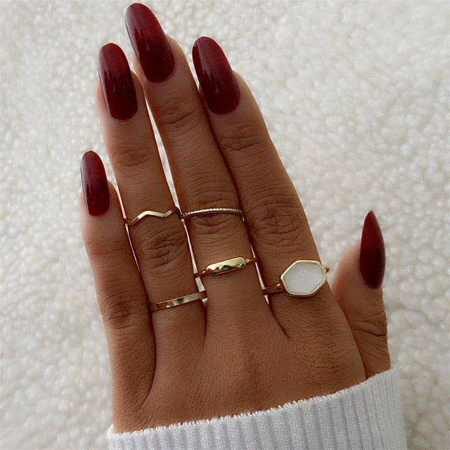 FNIO Bohemian Gold Chain Rings Set For Women Fashion Boho Coin Snake Moon Rings Party 2021 Trend Jewelry Gift