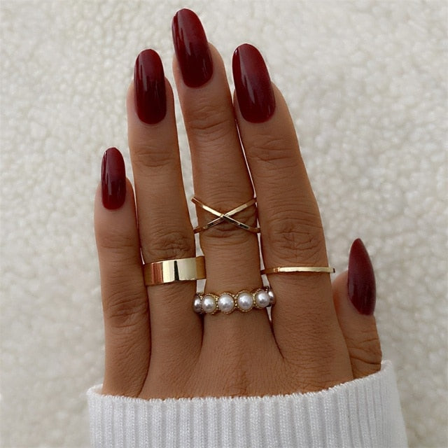 FNIO Bohemian Gold Chain Rings Set For Women Fashion Boho Coin Snake Moon Rings Party 2021 Trend Jewelry Gift