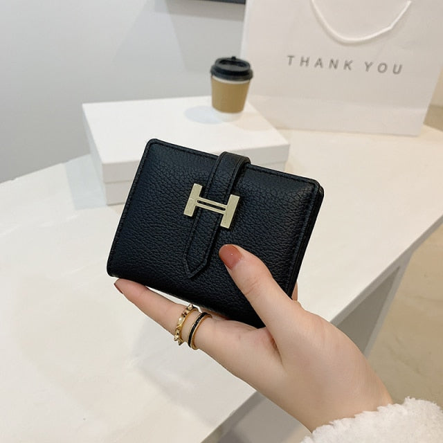 2021 Spring and Autumn New Wallet Short Women Wallets Zipper Purse Luxury Brand Wallets Trendy Coin Purse Card Holder Pu Leather