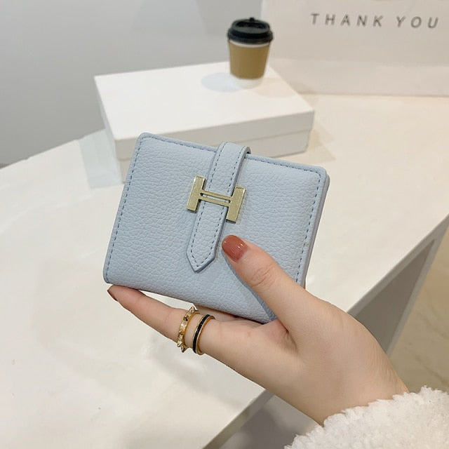 2021 Spring and Autumn New Wallet Short Women Wallets Zipper Purse Luxury Brand Wallets Trendy Coin Purse Card Holder Pu Leather