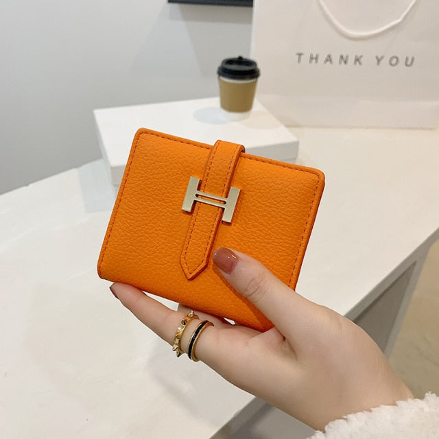 2021 Spring and Autumn New Wallet Short Women Wallets Zipper Purse Luxury Brand Wallets Trendy Coin Purse Card Holder Pu Leather