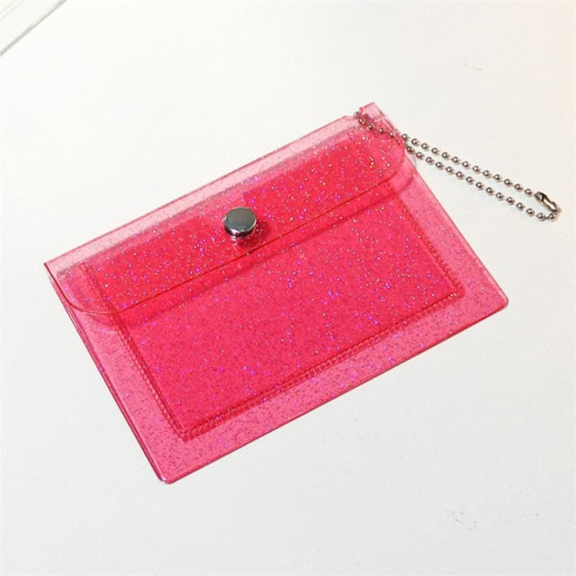 Fashion Transparent Waterproof Pvc Women Card Case Business Card Holder Men Credit Card Bag Id Card Mini Wallet Girls Coin Purse