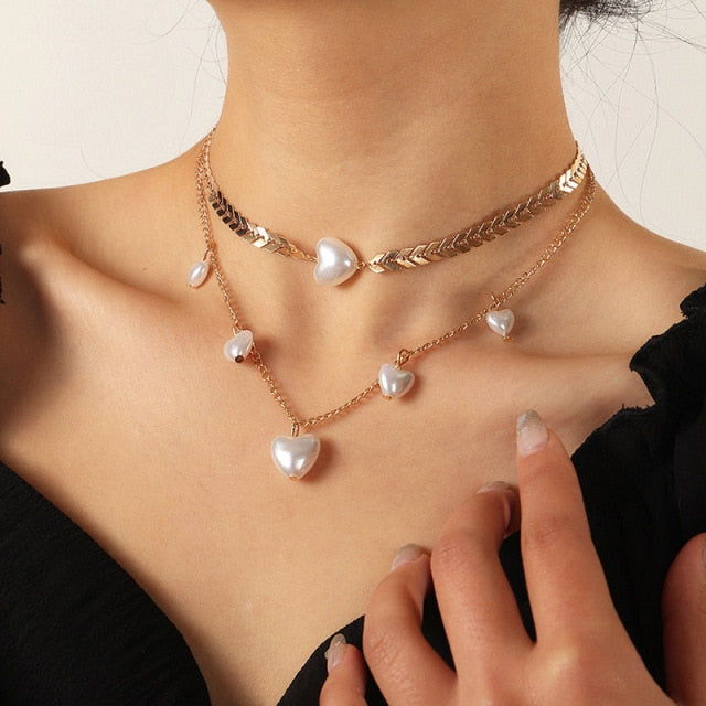 Elegant Big White Imitation Pearl Choker Necklace  Clavicle Chain Fashion Necklace For Women Wedding Jewelry Collar 2021 New