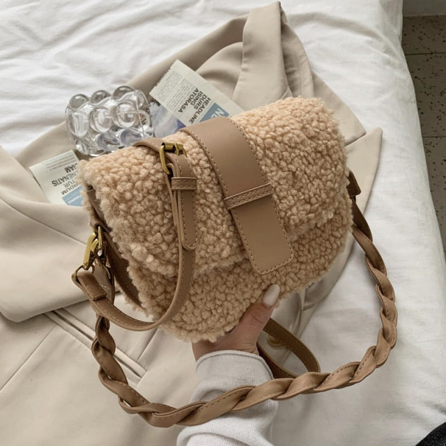 Weave Shoulder strap Saddle Armpit bag 2021 Winter New High-quality Plush Women's Designer Handbag Casual Shoulder Messenger Bag