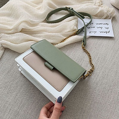 LEFTSIDE Mini Leather Crossbody Bags For Women 2020 Green Chain Shoulder Simple Lady Travel Purses And Handbags Cross Body Bag