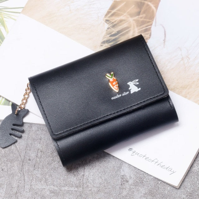 Korean Short MINI Wallet Female Spring New Arrival Pendant Thin Wallet Card Holder Small Fresh Student Buckle Coin Purse