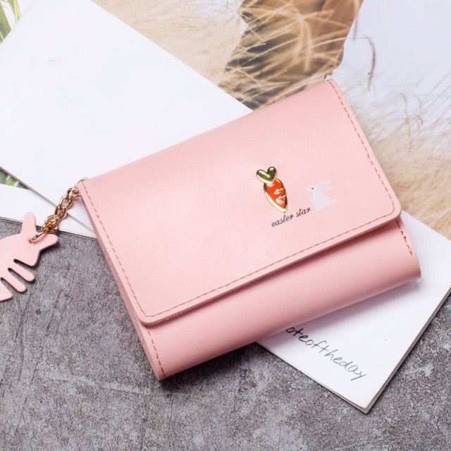 Korean Short MINI Wallet Female Spring New Arrival Pendant Thin Wallet Card Holder Small Fresh Student Buckle Coin Purse