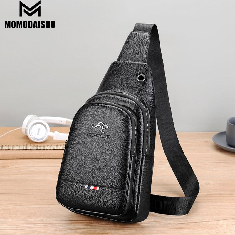 Men's Chest Pack Crossbody Bag Luxury Design Durable PU Leather Handbag Chest Bag Vintage Leisure Men's Handbag Shoulder Bag