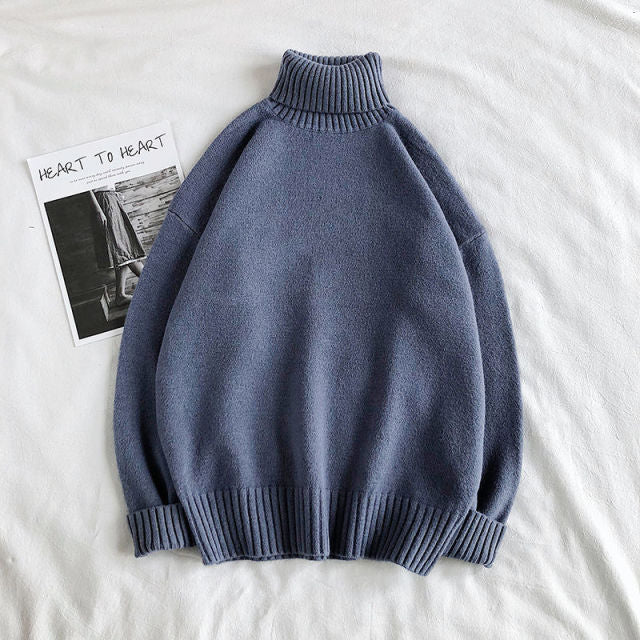 Privathinker Winter Warm Men's Turtleneck Sweaters Solid Color Korean Man Casual Knitter Pullovers 2021 Harajuku Male Sweaters