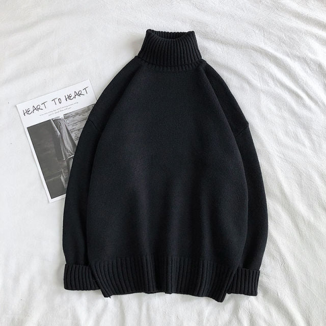 Privathinker Winter Warm Men's Turtleneck Sweaters Solid Color Korean Man Casual Knitter Pullovers 2021 Harajuku Male Sweaters