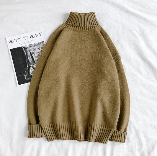 Privathinker Winter Warm Men's Turtleneck Sweaters Solid Color Korean Man Casual Knitter Pullovers 2021 Harajuku Male Sweaters