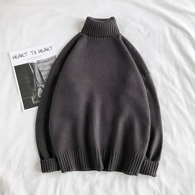 Privathinker Winter Warm Men's Turtleneck Sweaters Solid Color Korean Man Casual Knitter Pullovers 2021 Harajuku Male Sweaters